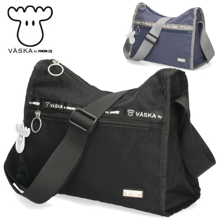 VASKA by moz モズ ショルダーバッグ レディース バッグ 斜め掛け 軽量 ナイロン 撥水 ファスナー付き 小さめ 黒 VZNS-01 ヴェスカバイモズ