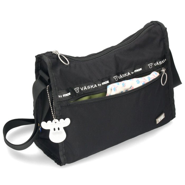 VASKA by moz モズ ショルダーバッグ レディース バッグ 斜め掛け 軽量 ナイロン 撥水 ファスナー付き 小さめ 黒 VZNS-01 ヴェスカバイモズ