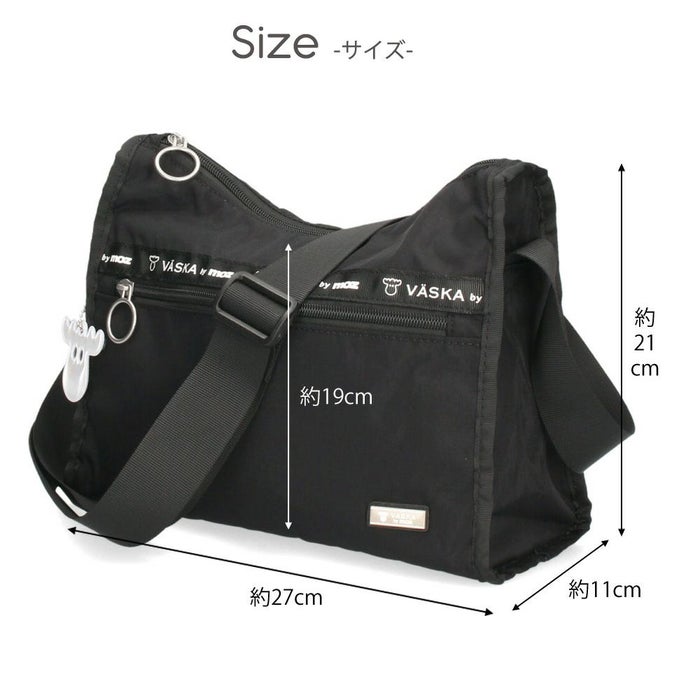 VASKA by moz モズ ショルダーバッグ レディース バッグ 斜め掛け 軽量 ナイロン 撥水 ファスナー付き 小さめ 黒 VZNS-01 ヴェスカバイモズ