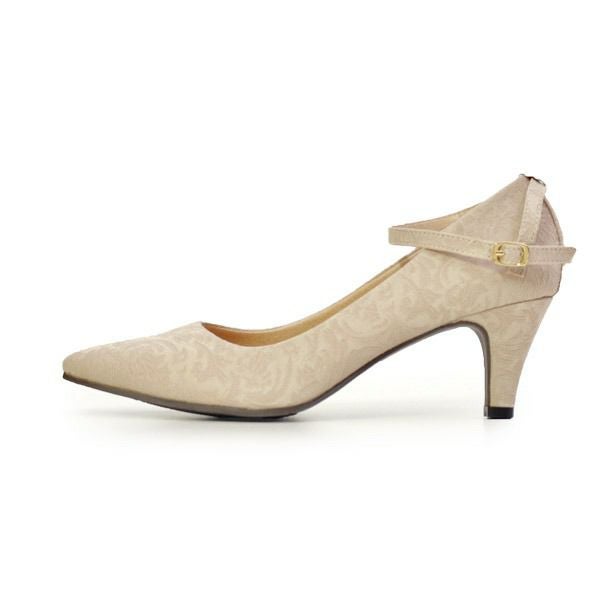 パンプス 結婚式 ストラップ 痛くない ウエディング 二次会 パーティ 太ヒール 6cm 6センチヒール レース アンクルストラップ 黒 19038 極ふわっ Parade 靴 レディース