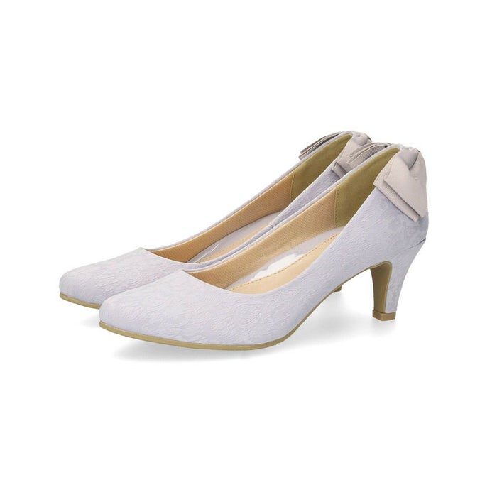 結婚式 パンプス 疲れない 太ヒール 靴 バックリボン 6cm 6センチヒール ベージュ ブラック 黒 お呼ばれ 極ふわっ Parade 18161