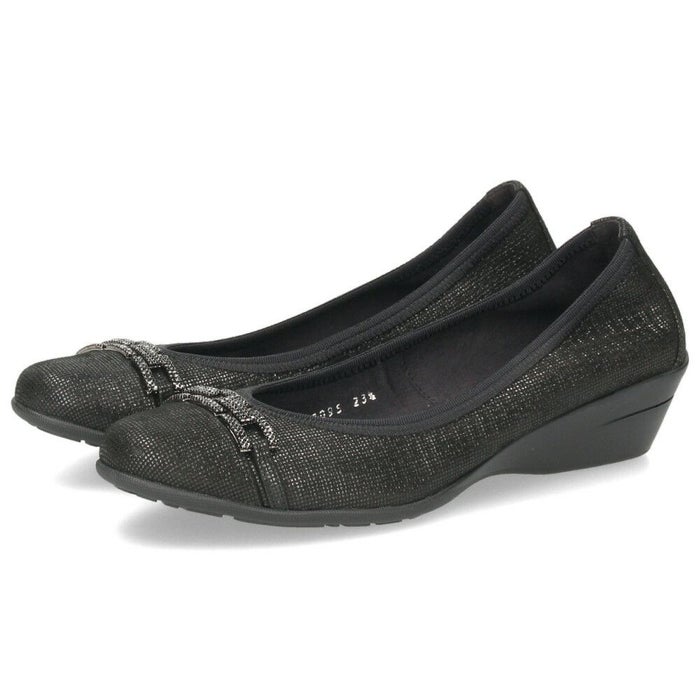 パンプス 黒 レディース おしゃれ ブラック エレガント 靴 スクエアトゥ ウェッジソール コンポジションナイン ビジュー チェーン コンフォートパンプス 3095 COMPOSITION9