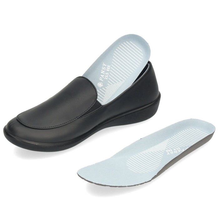 スリッポン レディース シューズ きれいめ パンジー 靴 防水 晴雨兼用 軽量 仕事 通勤 普段履き EEE 3E 黒 Pansy 2324