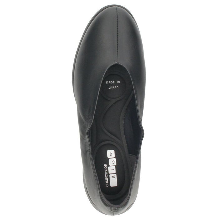 レディース スリッポン 幅広 靴 レザー 黒 軽量 ゆったり 甲高 Vカット シューズ 本革 日本製 ブラック オーク 5179 COMPOSITION Blow