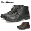 レースアップブーツ メンズ 本革 黒 ショートブーツ サイドジップ レザー 黒 編み上げ 靴 革靴 VIVA GRAFFITI ビバグラフィティ 278