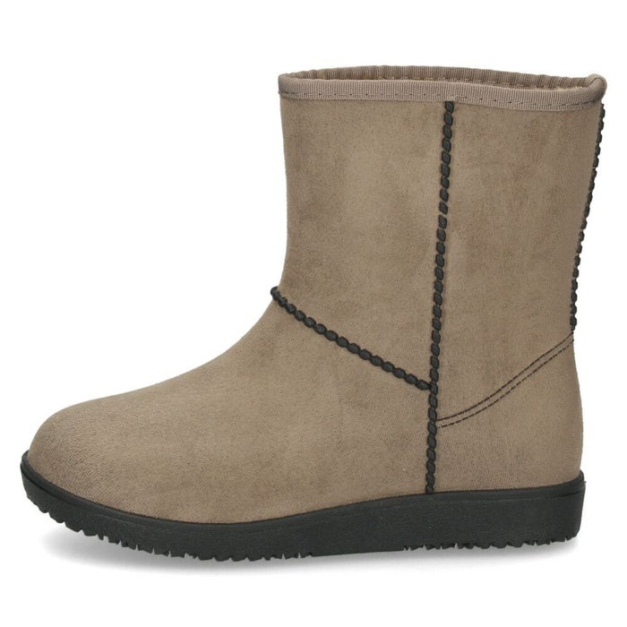 レインブーツ レディース 防水 防寒 スエード調 ムートンブーツ風  靴 ショートブーツ あったか 冬 雪 雨 神戸フクセン FKR1068 ブラック 黒 オーク