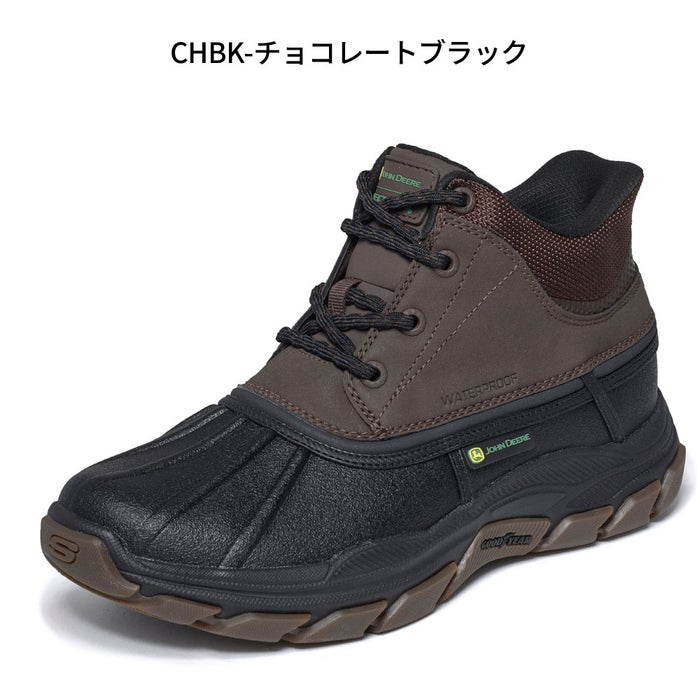 スケッチャーズ スリップインズ メンズ 防水 レザー ブーツ リスペクテッド スワンパー ジョンディア コラボ 256026 ブラック ブラウン 手を使わずに履ける ハンズフリー SKECHERS 幅広 防滑 革靴