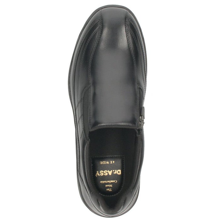 革靴 メンズ 本革 4E 幅広 スリッポン 紐 ウォーキングシューズ 黒 ブラック ブラウン 撥水加工 ファスナー付き ドクターアッシー DR8014 DR8015 Dr.ASSY