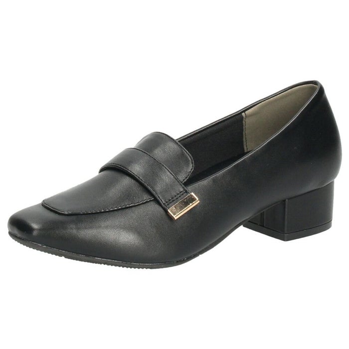 ローファー レディース 靴 ベルトロファーパンプス 防水 晴雨兼用 スクエアトゥ ゴールド金具 合皮 歩きやすい 通勤 通学 オフィス ブラック ブラウン パレード 51105 Parade