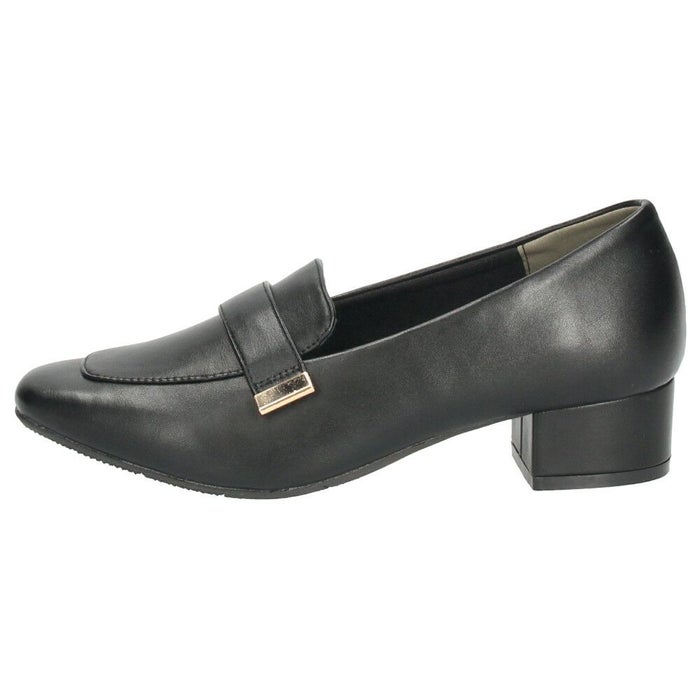 ローファー レディース 靴 ベルトロファーパンプス 防水 晴雨兼用 スクエアトゥ ゴールド金具 合皮 歩きやすい 通勤 通学 オフィス ブラック ブラウン パレード 51105 Parade