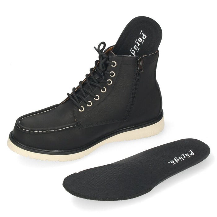 ブーツ メンズ 防水 防滑 黒 ハイカット 紐 レースアップ サイドジップ ブラック ブラウン 合皮 雨 雪 歩きやすい 滑りにくい パレード 4830 Parade