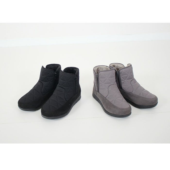 ブーツ 防寒 ボア 防水 ショートブーツ レディース 幅広 3E ゆったり スノーブーツ 冬 雪 黒 ブラック 晴雨兼用 あたたかい 履きやすい サイドジップ パレード 52901 Parade