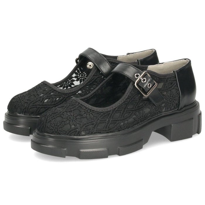 カジュアルシューズ レディース 靴 軽量 厚底 レース ストラップシューズ おしゃれ かわいい 疲れにくい ｂyあしながおじさん 8940329 ブラック 黒 アイボリー