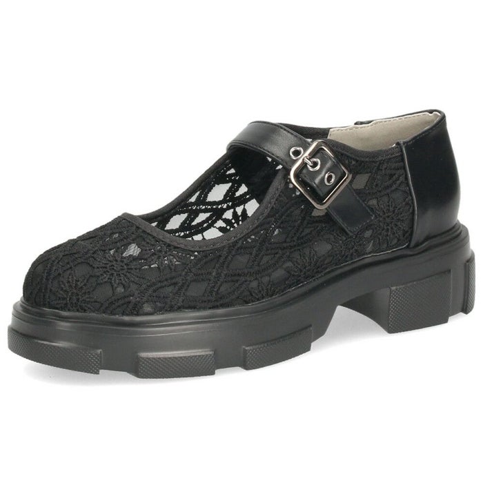 カジュアルシューズ レディース 靴 軽量 厚底 レース ストラップシューズ おしゃれ かわいい 疲れにくい ｂyあしながおじさん 8940329 ブラック 黒 アイボリー