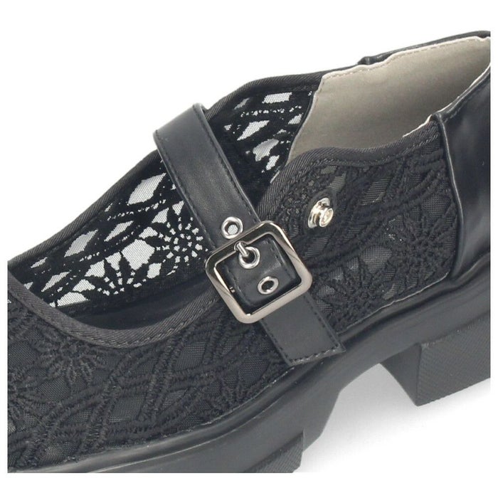 カジュアルシューズ レディース 靴 軽量 厚底 レース ストラップシューズ おしゃれ かわいい 疲れにくい ｂyあしながおじさん 8940329 ブラック 黒 アイボリー