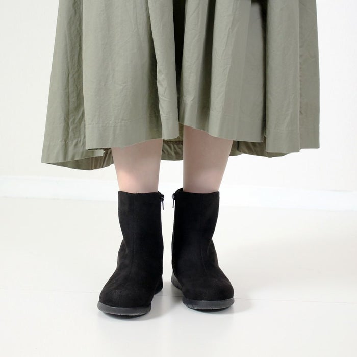 ショートブーツ レディース 暖かい 歩きやすい 柔らかい ブーツ 防水 幅広 3E ゆったり きれいめ 軽い 靴 黒 ブラック Parade パレード 52910