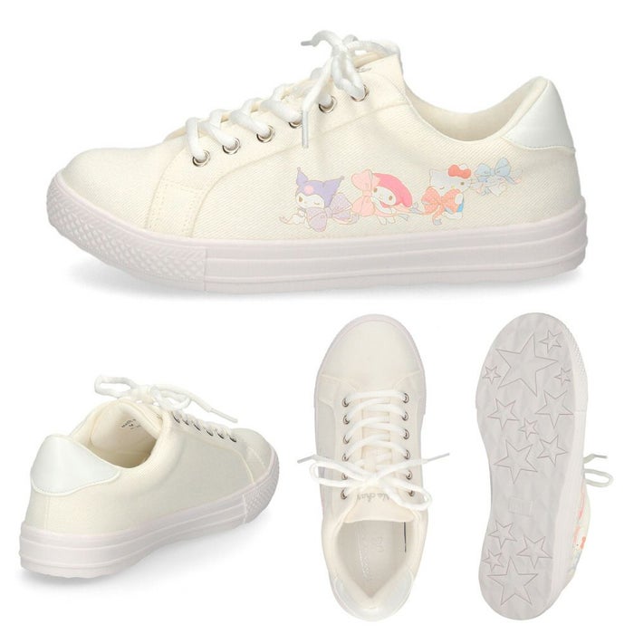 サンリオ スニーカー レディース 黒 白 軽量 ハローキティ マイメロディ シナモロール クロミ 通勤 通学 シューズ おしゃれ 靴 1504 サンリオキャラクターズ SANRIO CHARACTERS