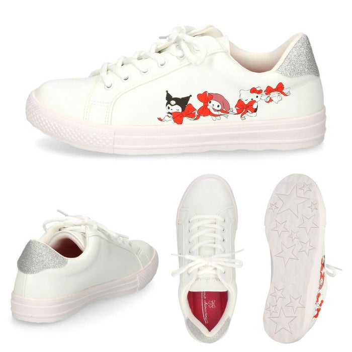 サンリオ スニーカー レディース 黒 白 軽量 ハローキティ マイメロディ シナモロール クロミ 通勤 通学 シューズ おしゃれ 靴 1504 サンリオキャラクターズ SANRIO CHARACTERS