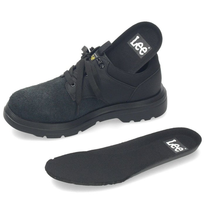 Lee メンズ カジュアルシューズ ビジネス ブラック 黒 スエード リー 靴  シンプル プレーントゥ デイリー ウォーキング 旅行 通勤 軽量 歩きやすい E86215 E86216 