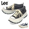 Lee スニーカー メンズ デニム 大人 厚底 カジュアル ボリュームソール 靴 紐靴 スエード カジュアルシューズ 黒 ブラック ネイビー リー E86217
