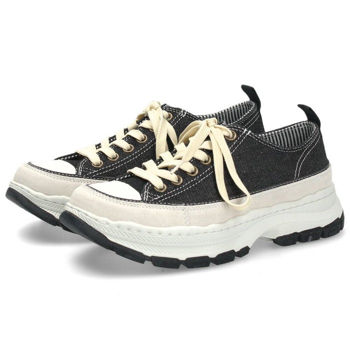 Lee スニーカー メンズ デニム 大人 厚底 カジュアル ボリュームソール 靴 紐靴 スエード カジュアルシューズ 黒 ブラック ネイビー リー E86217