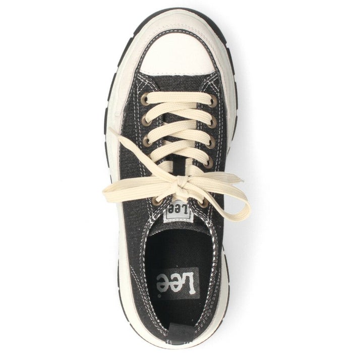 Lee スニーカー メンズ デニム 大人 厚底 カジュアル ボリュームソール 靴 紐靴 スエード カジュアルシューズ 黒 ブラック ネイビー リー E86217