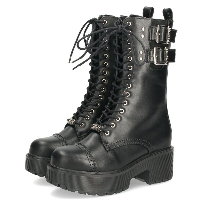 ヨースケ ブーツ 厚底レースアップブーツ 靴 レディース  YOSUKE 6310028 レースアップ サイドファスナー 防滑ソール 幅広 3E ブラック 黒
