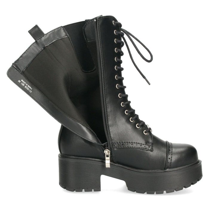 ヨースケ ブーツ 厚底レースアップブーツ 靴 レディース  YOSUKE 6310028 レースアップ サイドファスナー 防滑ソール 幅広 3E ブラック 黒