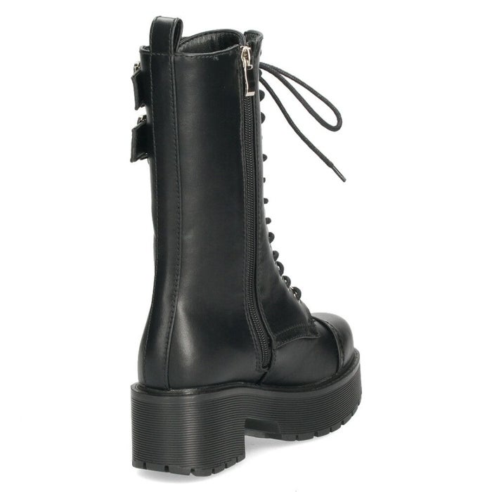 ヨースケ ブーツ 厚底レースアップブーツ 靴 レディース  YOSUKE 6310028 レースアップ サイドファスナー 防滑ソール 幅広 3E ブラック 黒