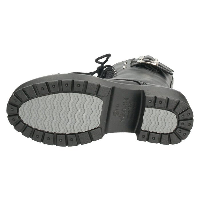 ヨースケ ブーツ 厚底レースアップブーツ 靴 レディース  YOSUKE 6310028 レースアップ サイドファスナー 防滑ソール 幅広 3E ブラック 黒