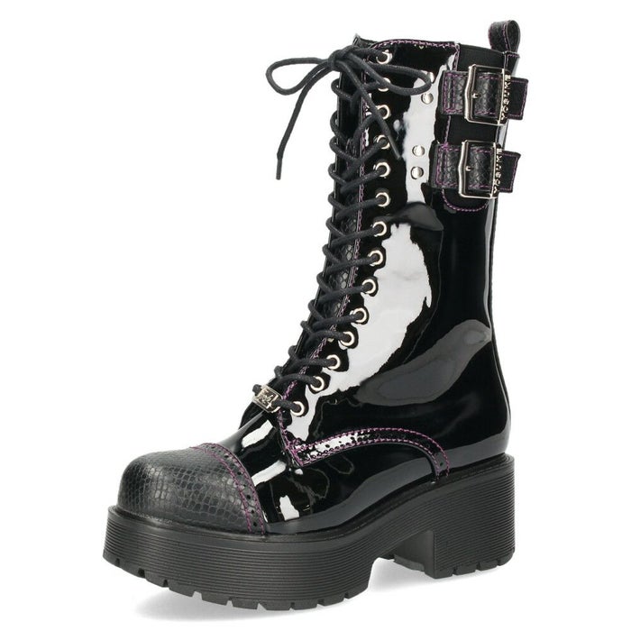 ヨースケ ブーツ 厚底レースアップブーツ 靴 レディース  YOSUKE 6310028 レースアップ サイドファスナー 防滑ソール 幅広 3E ブラック 黒