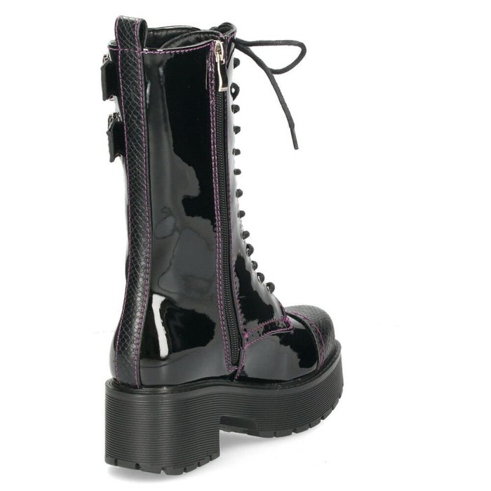 ヨースケ ブーツ 厚底レースアップブーツ 靴 レディース  YOSUKE 6310028 レースアップ サイドファスナー 防滑ソール 幅広 3E ブラック 黒