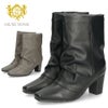 レディース ブーツ ミドルブーツ 靴 ルーズシルエット チャンキーヒール 冬 ブラック グレー あったか MUSE WINK 2517 ミューズウィンク