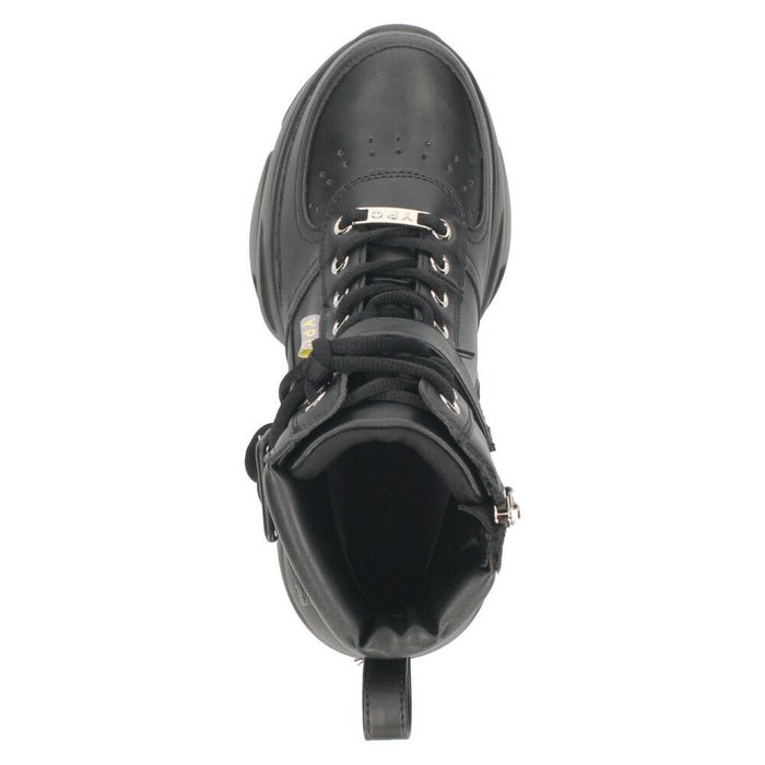 ヨースケ 厚底ハイカットスニーカー レースアップ サイドファスナー 靴 レディース YOSUKE 4450082 幅広 3E ブラック 黒 ブーツ 厚底ブーツ