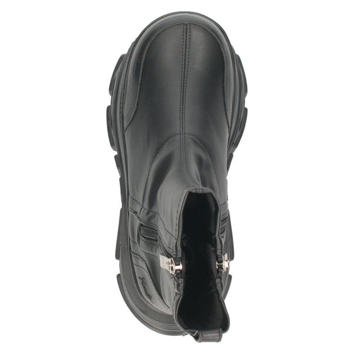 ヨースケ 厚底スニーカー サイドファスナー 靴 レディース YOSUKE 4460113 サイドファスナー 幅広 3E ブラック 黒 ブーツ 厚底ブーツ