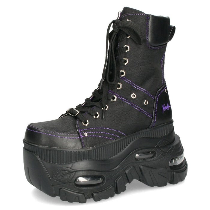 ヨースケ 厚底ハイカットスニーカー レースアップ サイドファスナー 靴 レディース YOSUKE 4460114 幅広 3E ブラック 黒 ブーツ 厚底ブーツ