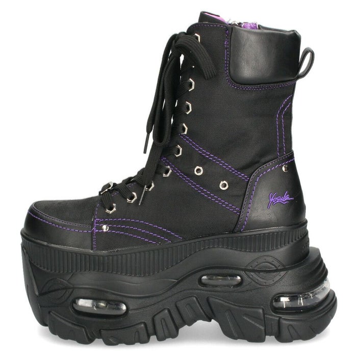 ヨースケ 厚底ハイカットスニーカー レースアップ サイドファスナー 靴 レディース YOSUKE 4460114 幅広 3E ブラック 黒 ブーツ 厚底ブーツ