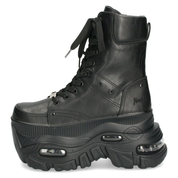 ヨースケ 厚底ハイカットスニーカー レースアップ サイドファスナー 靴 レディース YOSUKE 4460114 幅広 3E ブラック 黒 ブーツ 厚底ブーツ