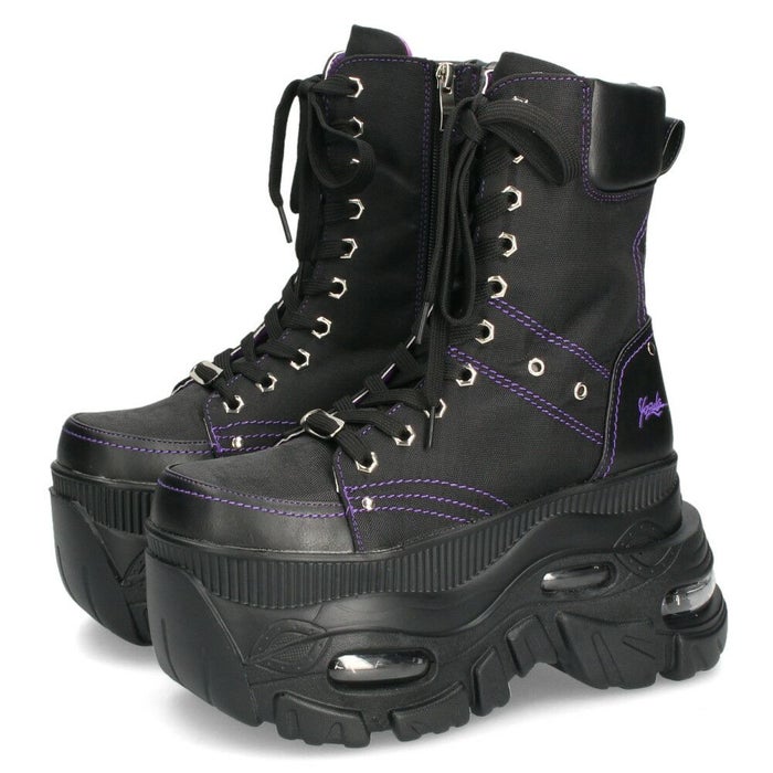 ヨースケ 厚底ハイカットスニーカー レースアップ サイドファスナー 靴 レディース YOSUKE 4460114 幅広 3E ブラック 黒 ブーツ 厚底ブーツ