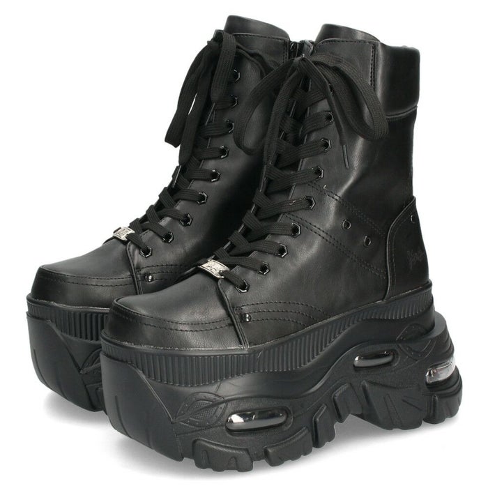 ヨースケ 厚底ハイカットスニーカー レースアップ サイドファスナー 靴 レディース YOSUKE 4460114 幅広 3E ブラック 黒 ブーツ 厚底ブーツ