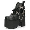 ヨースケ 厚底ブーツ レディース 靴 YOSUKE 4460118 ベルト チェーン サイドファスナー レースアップ 幅広 3E ブラック 黒 ブーツ