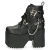 ヨースケ 厚底ブーツ レディース 靴 YOSUKE 4460118 ベルト チェーン サイドファスナー レースアップ 幅広 3E ブラック 黒 ブーツ