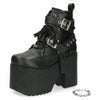 ヨースケ 厚底ブーツ レディース 靴 YOSUKE 4460118 ベルト チェーン サイドファスナー レースアップ 幅広 3E ブラック 黒 ブーツ