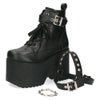 ヨースケ 厚底ブーツ レディース 靴 YOSUKE 4460118 ベルト チェーン サイドファスナー レースアップ 幅広 3E ブラック 黒 ブーツ