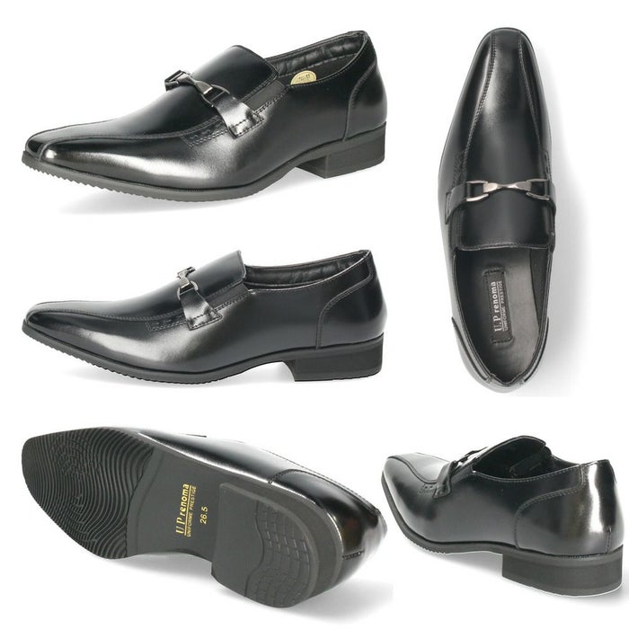 ビジネスシューズ メンズ 靴 本革 幅広 3E 紳士靴 ストレートチップ ビットローファー ヴァンプ ブラック 黒  ユーピーレノマ U.P renoma 8501 8502 8503