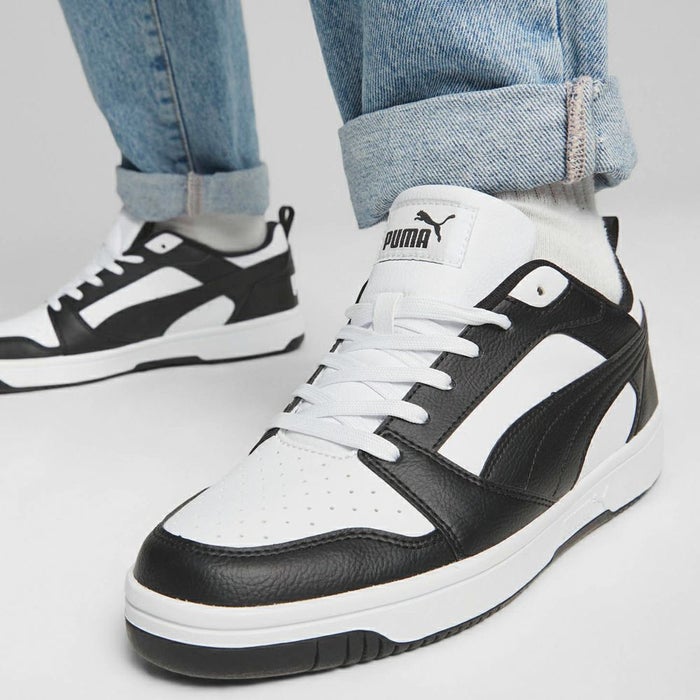 プーマ スニーカー メンズ リバウンド V6 ロウ ブラック ホワイト 黒 白 ローカット 靴 シューズ 歩きやすい PUMA Rebound V6 Low 392328