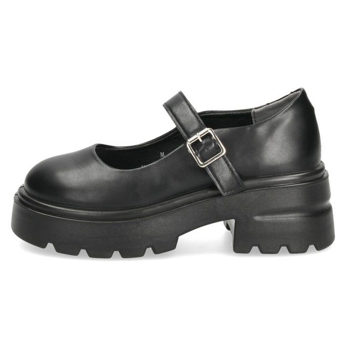 厚底 パンプス レディース 靴 メリージェーン 黒 ブラック ストラップ ラウンドトゥ 歩きやすい 軽量 トラックソール ボリュームソール TS3882