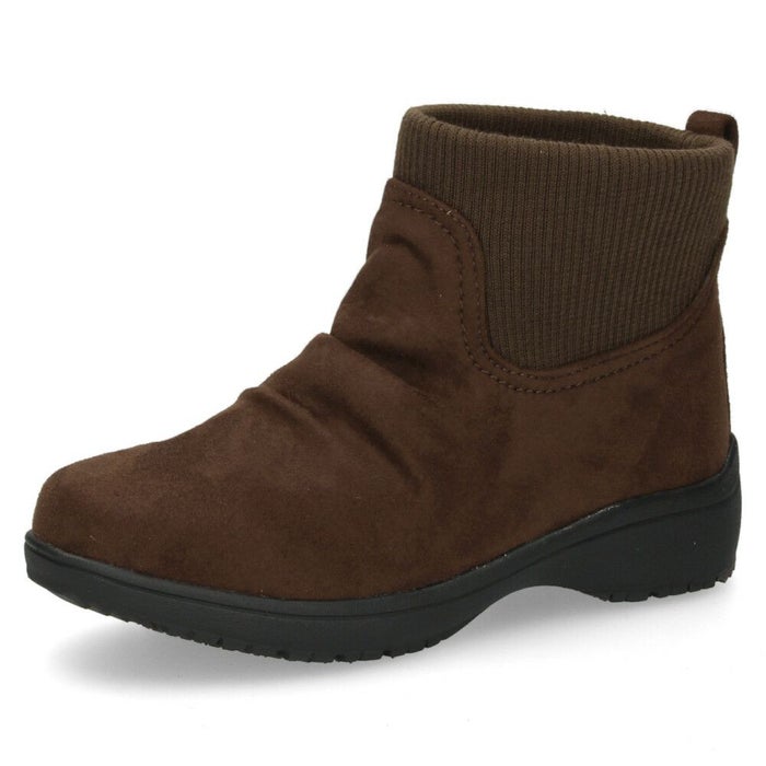 ショートブーツ レディース 歩きやすい ローヒール ブーツ 幅広 5E 軽量 防水 リブニット 滑りにくい 防滑 靴 Wilson Lee ウィルソンリー 8881