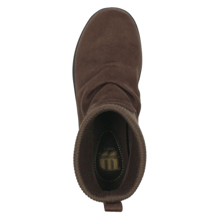 ショートブーツ レディース 歩きやすい ローヒール ブーツ 幅広 5E 軽量 防水 リブニット 滑りにくい 防滑 靴 Wilson Lee ウィルソンリー 8881