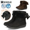 ショートブーツ レディース ブーツ ファー あったか 裏ボア仕様 ３E 幅広 防水 軽量 防寒 防滑 柔らかい 防臭 靴 リボン付き Willson Lee ウィルソンリー 7775
